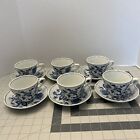 Blue Danube 2.5 Inch Coffee Tea Cup & Saucer Set Of Six 6 Rectangle Mark  Japan