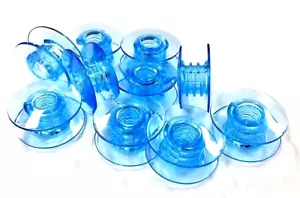 10X Plastic Bobbin (Blue) with "Spiral" Stem & No Hole Husqvarna/Viking/Pfaff - Foto 1 di 1
