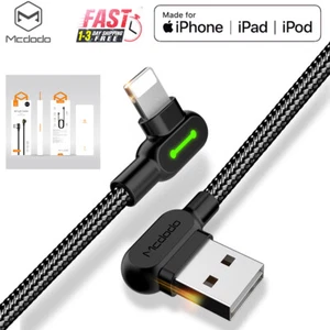 MCDODO 90 Degree Right Angle USB Charger Cable For Apple iPhone 14 13 iPod iPad - Picture 1 of 15