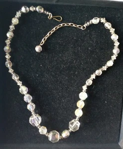 Vintage 1950s Aurora Borealis White Glass Beaded Necklace. - Picture 1 of 4