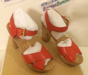 MICHAEL KORS Natalia Mandarin Leather Platform Sandals Heels Shoes 7.5M $145.00 - Picture 1 of 11