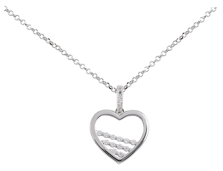 collana ciondolo donna argento rodiato 925 bluamante cuore punto luce - Immagine 1 di 1