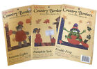 Lot of 3 Harvest Country Borders Iron-on Fabric Applique Kits Pumpkin Frog New