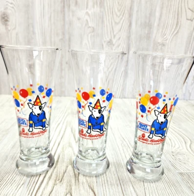 Budweiser Bud Light Spuds Mackenzie 1987 fiesta para perros 7" de alto vaso de cerveza lote de 3  Foto 1 de 4