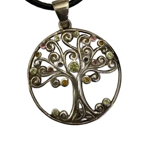 .925 sterling silver 7 Chakra Heart Pendant Necklace - Picture 1 of 3