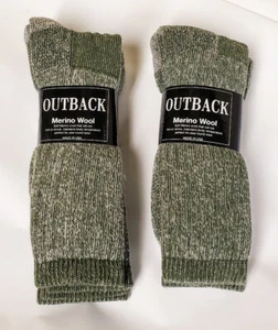 4 Pair Green Grey Heather Acrylic/MERINO Wool Socks Men's Med-Large FREE SHIP - Picture 1 of 4