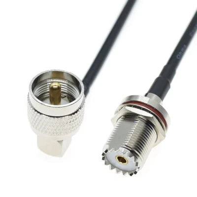 UHF male Right Angle to UHF female SO239 nut connector lot RF Coaxial Cable RG58 - Image 1 of 2