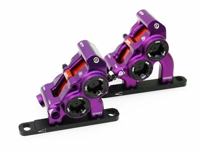 Juin Tech ETF 4-Kolben Hydraulik Fahrrad Bremssattel Set für 160/140mm lila - Bild 1 von 4