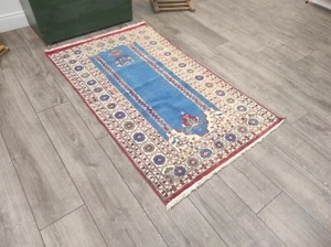 Blue Turkish Rug, Antique Oriental Rug, Bohemian Rug, Vintage Rug, 2.9 x 4.8 ft - Picture 1 of 10
