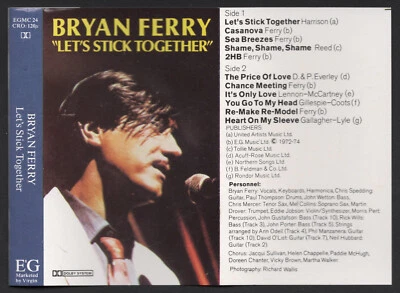 1976 MUSIC AUDIO CASSETTE TAPE [ALBUM: LET'S STICK TOGETHER] SINGER: BRYAN FERRY - Image 1 of 4