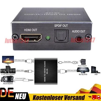 HDMI Audio Extractor Splitter Konverter 4k* 2k 3D to HDMI + Optical SPDIF 3.5mm* - Bild 1 von 4
