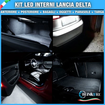 KIT LED INTERNI LANCIA DELTA CONVERSIONE COMPLETA + LUCI LED TARGA CANBUS BIANCO - Immagine 1 di 2