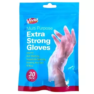 Multi Purpose Gloves Extra Strong Household Cleaning Pet Care Medium 30 pk - Picture 1 of 4