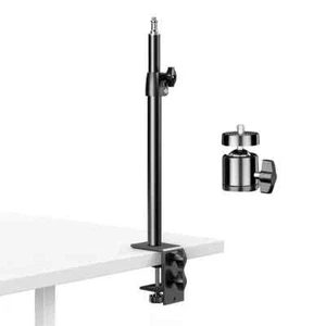 Supporto da scrivania fotocamera DSLR morsetto C supporto luce per telefono video anello luce zoom - Foto 1 di 6