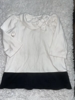 Janie & Jack girls sz. 4 longer style cream & blk top. Soft, cute - Image 1 of 4