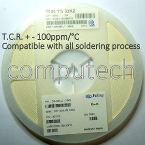 50 pezzi Resistenze SMD1206 33,2 KOhm 1% Viking RC-06F SMDCode 3322 33 KOhm - Imagen 1 de 3
