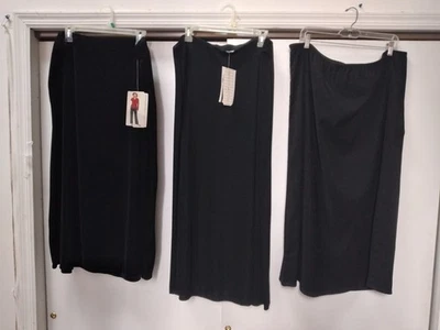 NWT White Stag Long Skirt Lot of 3 Women's Large & XL Black Stretch Velvet NEW - Image 1 of 4