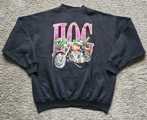 Vintage TSI Hog Wild Motorcycle Black Crewneck Sweatshirt Men's Size XL - Picture 1 of 7
