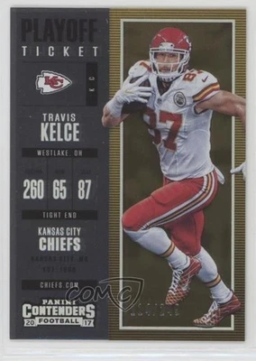 2017 Panini Contenders Season Ticket Playoff Ticket /249 Travis Kelce #68 - Image 1 of 2