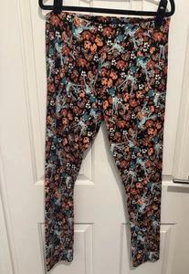 Lularoe Disney Adult Tall & Curvy Size 16 - 20 Leggings Bambi Black Orange - Picture 1 of 3