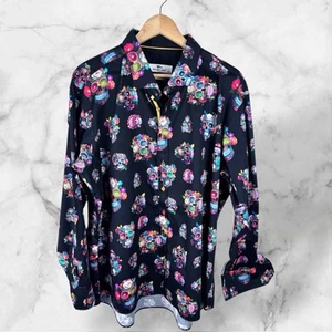 Claudio Lugli Couture Men's 5XL Rare Sugar Skulls Funky Floral Print Shirt - Picture 1 of 5