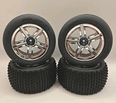 Fits Traxxas Nitro Rustler 2.5-- FRONT & REAR ALIAS TIRES & TWIN-SPOKE WHEELS   - Image 1 of 4