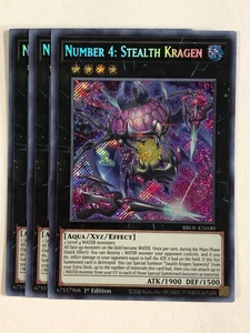 Yugioh! TCG Secret Rare 1st Edition Number 4 Stealth Kragen BROL-EN030 NM - Picture 1 of 2
