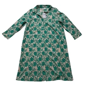 NWT J. Jill Shirt Dress Women's Small Tall Beige Green Embroidered Floral Boho - Picture 1 of 13
