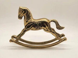 Vintage Solid Brass Rocking Horse Figurine Desk Decor/Paperweight - Picture 1 of 10
