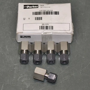 (5) Parker CPI Adapter Fittings 4-4 GBZ-SS, 1/4" NPT x 1/4" Compression, SS - Picture 1 of 5
