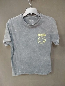 Distressed Nirvana Acid Wash Band Grafik T-Shirt Smiley Gesicht Größe Large - Bild 1 von 7
