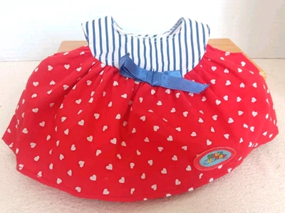 Vintage Magic Nursery Dress for Baby Doll 1980s Red Blue And White Stripes  - Image 1 of 4