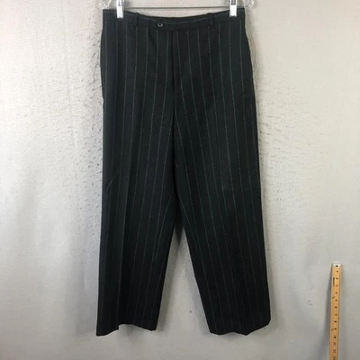 Pantalones de vestir plisados de lana a rayas grises verdes Barry Bricken para mujer 10 Foto 1 de 4