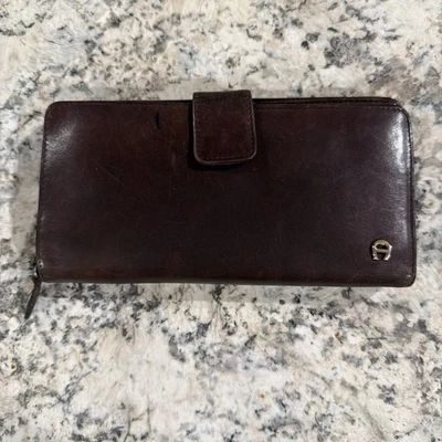 Cartera Etienne Aigner Vintage Marrón Cuero Genuino con Cubierta de Chequera para Mujer’s Foto 1 de 4
