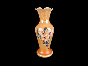 Vaso vintage in vetro opale - dipinto a mano - cinese - 20 cm - Foto 1 di 4