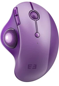 Purple Wireless Trackball Mouse Bluetooth Rollerball Thumb Control Ergonomic - Picture 1 of 7