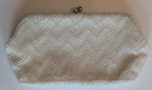 Richere Beaded Vtg Ivory Clutch By Walborg Prom Wedding Purse Handmade In Japan - Picture 1 of 12