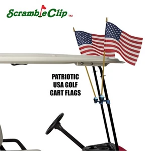 PATRIOTIC USA MADE 8" X 12" MADE IN USA GOLF CART FLAG WITH SCRAMBLECLIP HOLDER - Bild 1 von 5