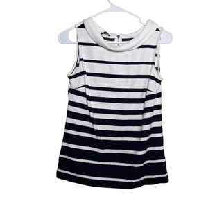 Talbots Blouse Women's XS Striped Round Neck Sleeveless Tank Top Career Shirt - Picture 1 of 9