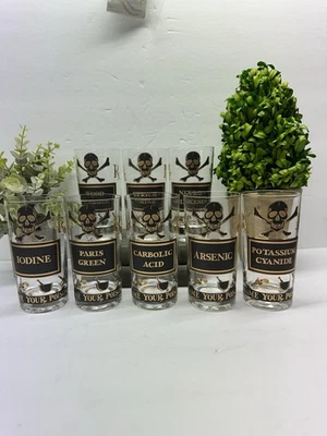 Georges Briard Name Your Poison 8 vasos Highball 22K de colección calaveras MCM barware Foto 1 de 4