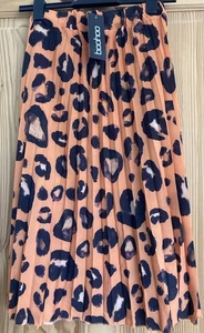 Boohoo Orange leopard Midi Skirt Size 10 BNWT π - Picture 1 of 3