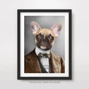 PÓSTER DE IMPRESIÓN DE ARTE DE PERRO BULLDOG FRANCÉS Raza Divertido Extravagante Retrato Propietario Regalo - Imagen 1 de 3