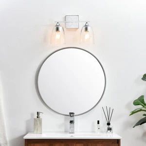 Wall Sconce Chrome Bathroom Vanity Bedroom Dining Room Glass Shades Fixture 15" - Picture 1 of 7