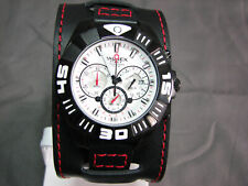 Haurex Italy Black Mamba Swiss Quartz Chronograph Cuff Watch - Black Bund Strap