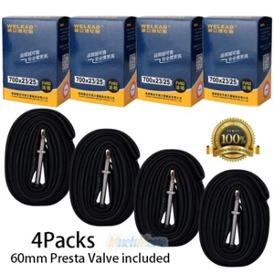 4-Pack Race 28 700C x 23-25 60mm Presta Road Bike Bicycle Tire Tube w/ Valve USA - Picture 1 of 10