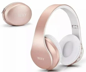WXY Over Ear Bluetooth Wireless Girls Rose Gold Headphones V5.0 w/ Built-in Mike - Photo 1 sur 11