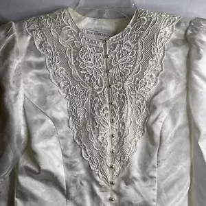 Jessica McClintock Women's Size 6 VTG Ivory Satin & Lace 2 PC Skirt Suit Bridal - Picture 1 of 9