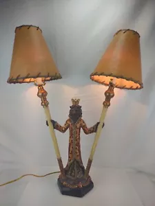 28" Tall Unique African King Lion Lamp w/ 2  Shades  - Picture 1 of 16