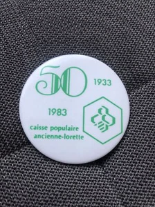 Rare La Caisse Populaire Desjardins Co-op Coop 1983 Button Pin Quebec - Bild 1 von 2