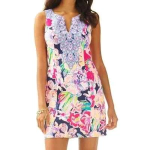 Lilly Pulitzer Fallon Shift Bright Navy tipping Point Engineered Dress Size 4 NW - Picture 1 of 10